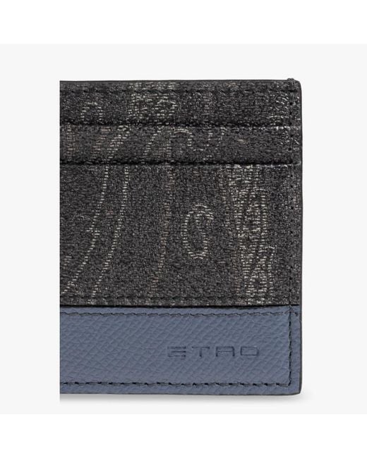 Etro Gray Pattern Card Holder for men