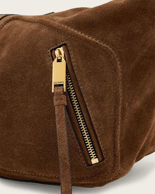 AllSaints Brown Zippered Shoulder Bag