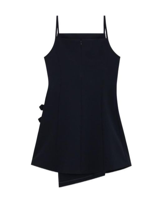 we11done Blue Logo-Plaque Dress
