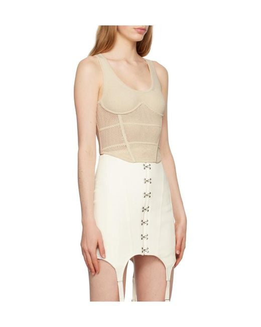Dion Lee White Corset-Style Crochet-Knit Top