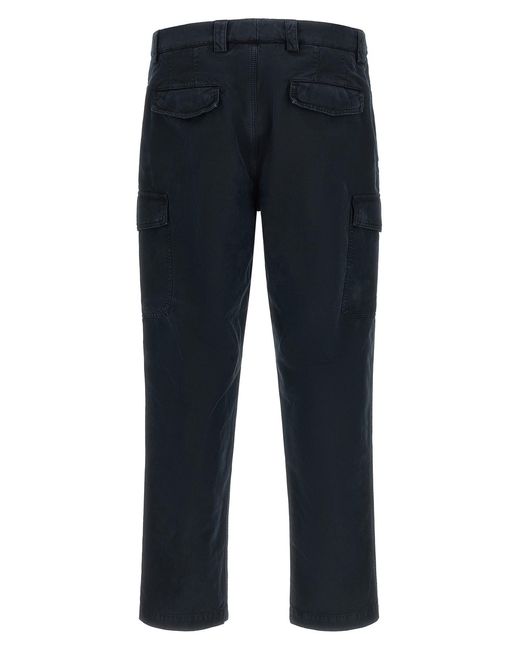 Brunello Cucinelli Blue Garment-Dyed Cotton Cargo Pants for men
