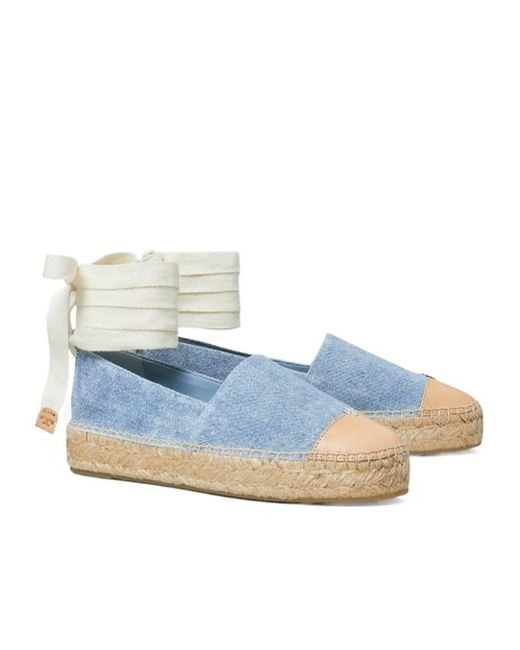 Tory Burch Blue Cap-Toe Espadrilles