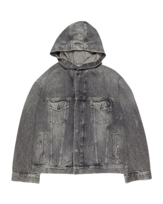 Acne Gray Hooded Denim Jacket