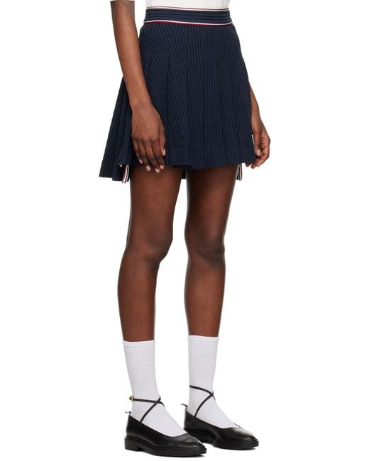Thom Browne Blue Pleated High-Low Skirt