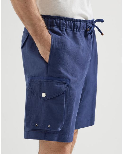 Brunello Cucinelli Blue Drawstring Cargo Shorts for men