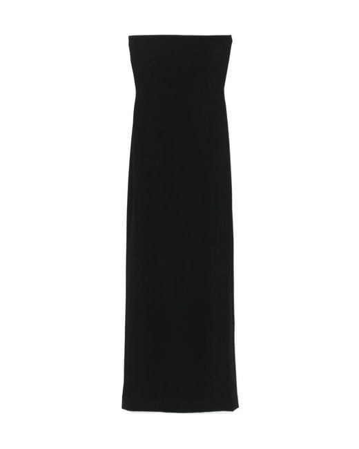 Solace London Black London Bare-Shoulder Twill Dress