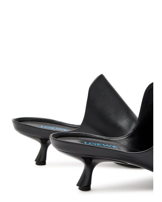 Loewe Black Leather Mules