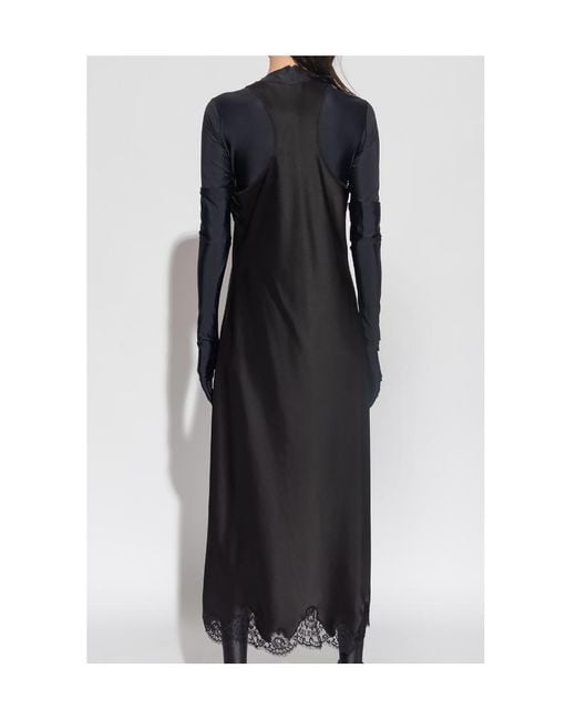 Balenciaga Black Lace Trimmed Sleeveless Dress