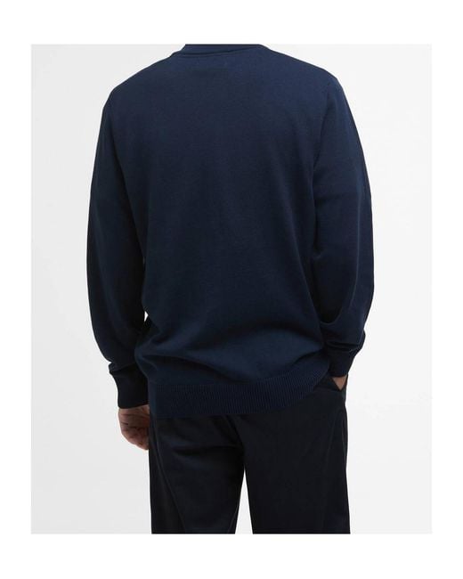Barbour Blue Half-Zip Ribbed-Trim Sweater for men