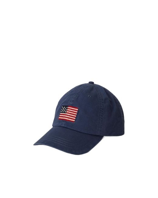 Polo Ralph Lauren Blue Baseball Cap With Flag for men