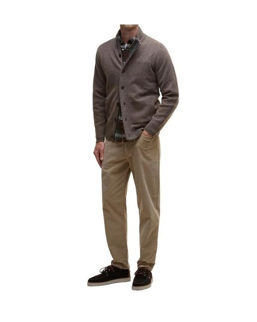 Barbour Brown High-Neck Button-Up Cardigan for men