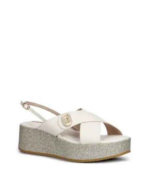Liu Jo White Logo Plaque Open Toe Sandals