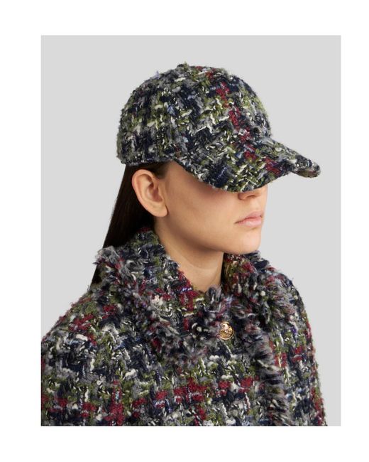 Etro White Bouclé Baseball Cap