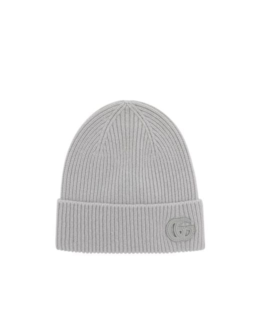 Gucci Gray Cashmere Hat With Patch