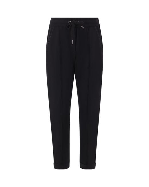 Brunello Cucinelli Black Embellished Drawstring Track Trousers