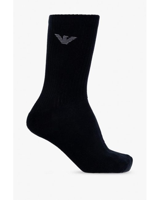 Emporio Armani Black Logo Socks Three Pairs for men