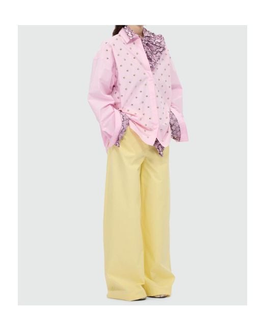 MSGM Pink Studded Long-Sleeve Shirt