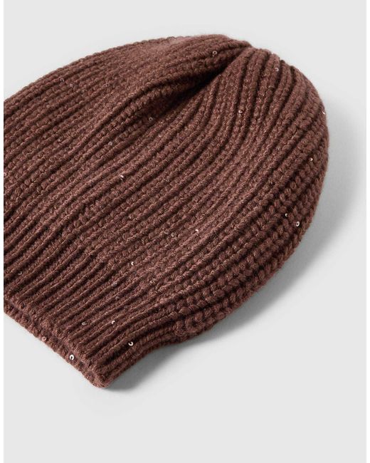 Brunello Cucinelli Brown Cashmere And Silk Diamond-Yarn Knit Beanie