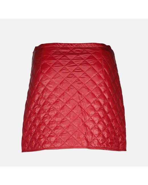 Moncler Red Logo Patch Quilted Mini Skirt