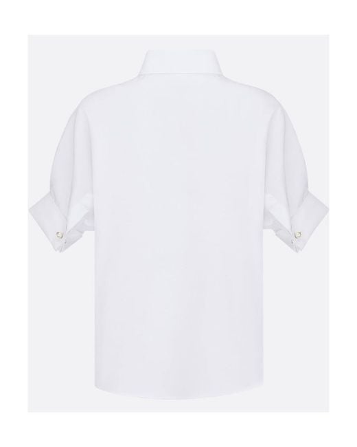 Dior White Blouse With Puff Sleeves