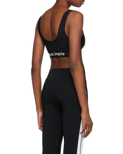 Palm Angels Black Scoop Neck Cropped Vest Top