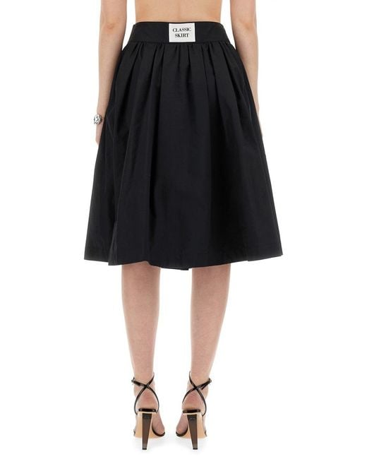 Moschino Black Logo Logo Pleated Skirt