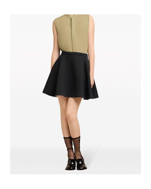 AMI Black High-Waist Pleated Skirt