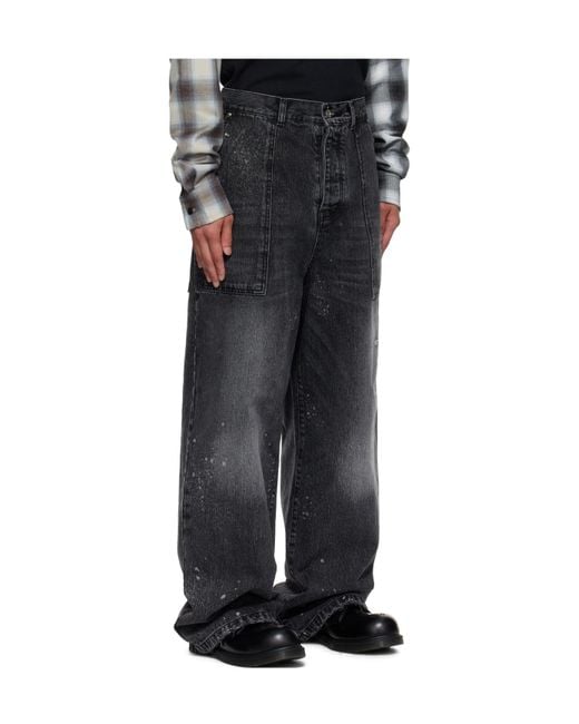 we11done Gray Patch Pocket Jeans for men