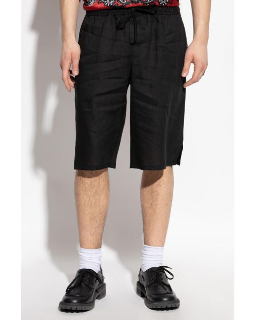 Dolce & Gabbana Black Logo Embroidered Drawstring Shorts for men