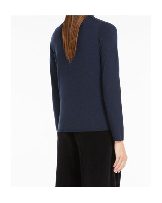 Max Mara Blue Veloce Turtleneck Long-Sleeved Jumper