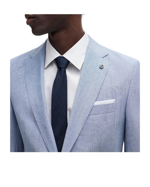 Boss Blue Single-Breasted Blazer for men
