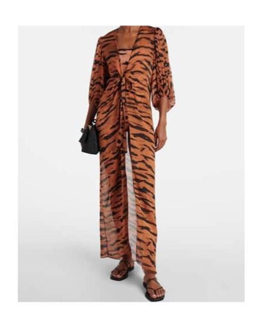 Adriana Degreas Brown X Sabine Getty Printed Silk Kaftan