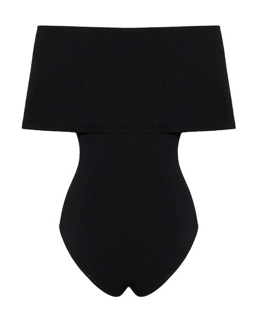 Alaïa Black Alaïa Off-Shoulder Stretch Bodysuit