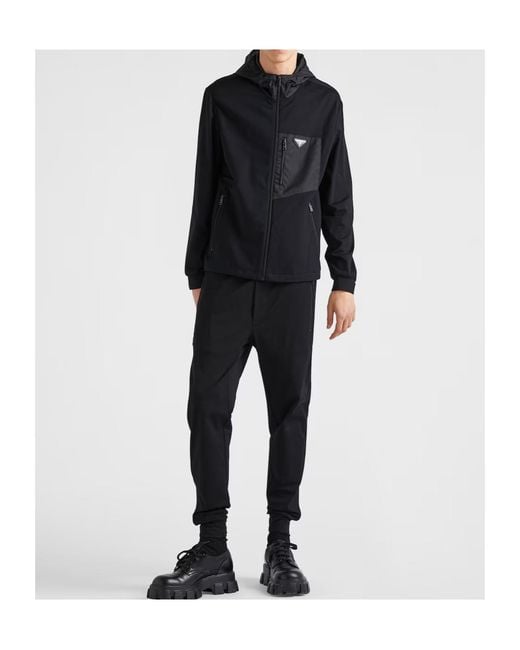 Prada Blue Logo Plaque Zip-Up Hoodie for men