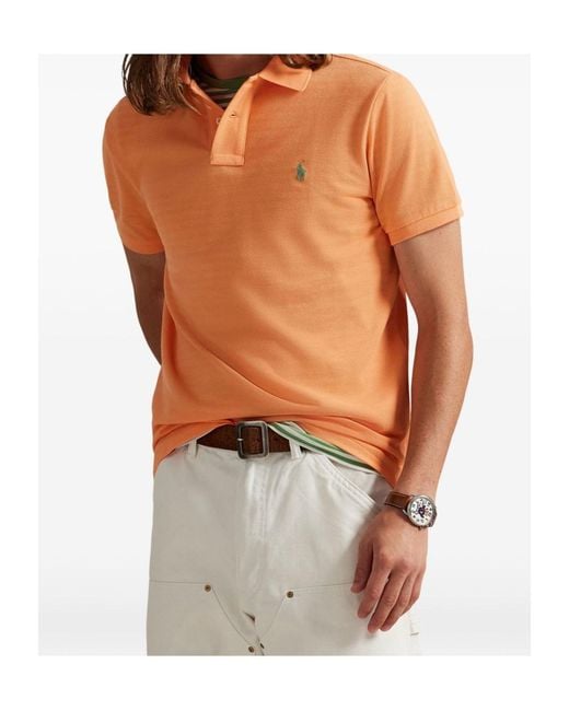 Polo Ralph Lauren Orange Logo-Embroidered Straight Hem Polo Shirt for men