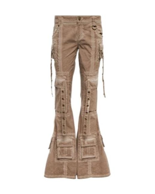 Blumarine Natural Embellished Low-Rise Flared Jeans