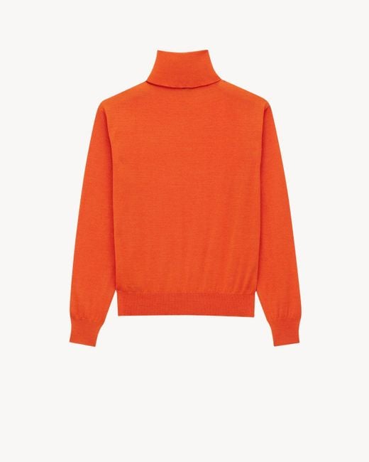 Saint Laurent Orange Cashmere-Wool-Silk Rollneck