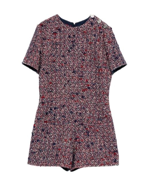 Gucci Purple Buttoned Short-Sleeve Playsuit