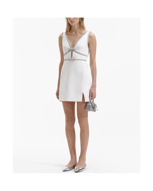Self-Portrait White Bow Mini Dress