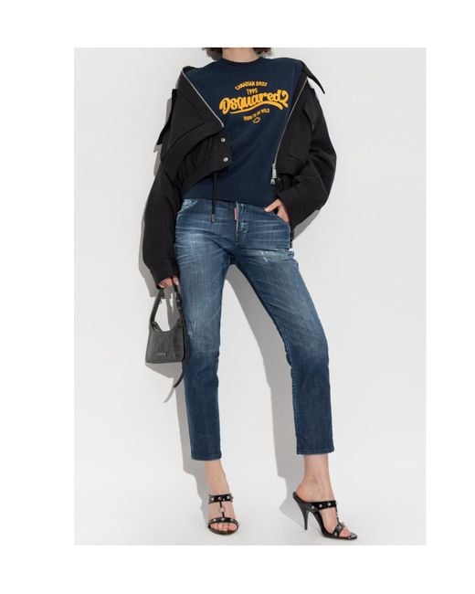 DSquared² Blue Straight Leg Distressed Jeans
