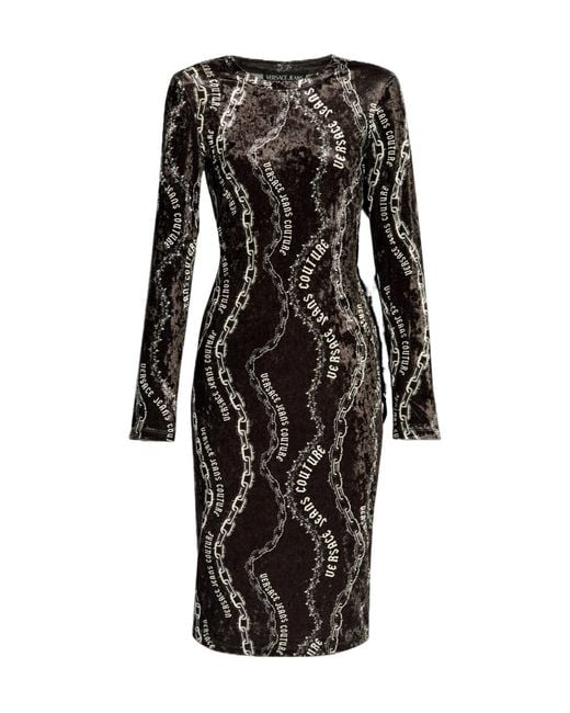 Versace Jeans Black Couture Chain Print Midi Dress