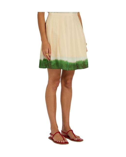 Vince Green Dip-Dye Pleated Woven Mini Skirt