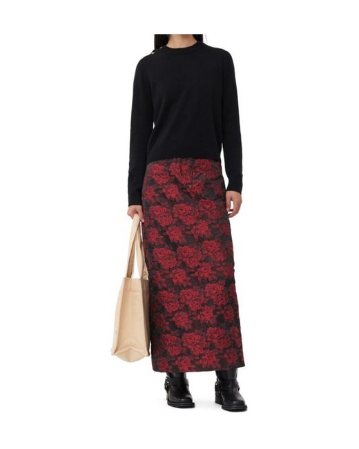 Ganni Natural Logo Embroidered Open Top Tote Bag