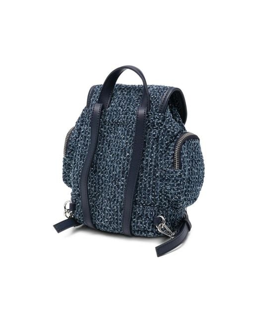Ganni Blue Buckle Fastened Drawstring Backpack