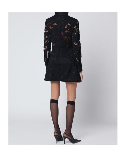 Patou Black Lace Buckle Mini Dress