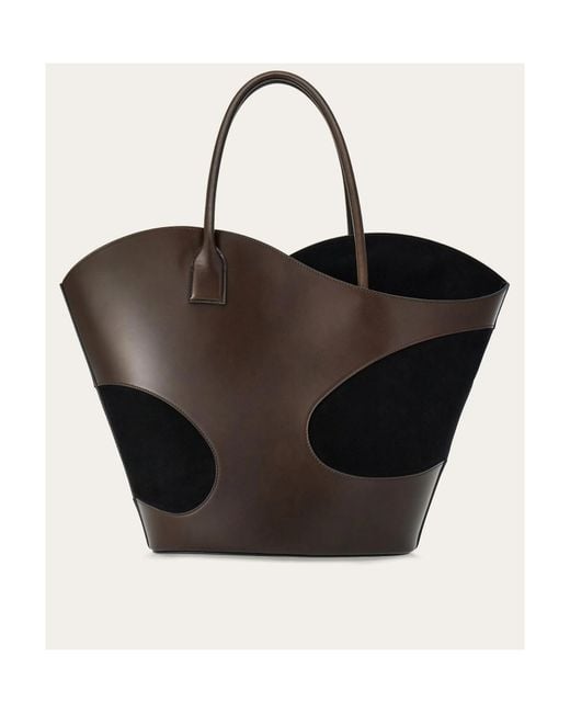 Ferragamo Black Hollowed-Out Logo Handbag
