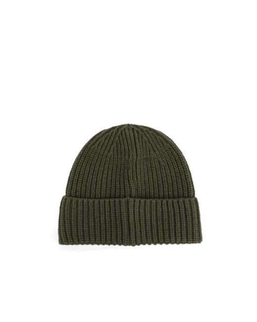 Stone Island Green Logo Patch Ribbed Beanie for men