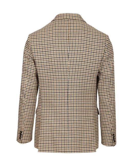 Emporio Armani Brown Double-Breasted Blazer Artan Check Motif for men