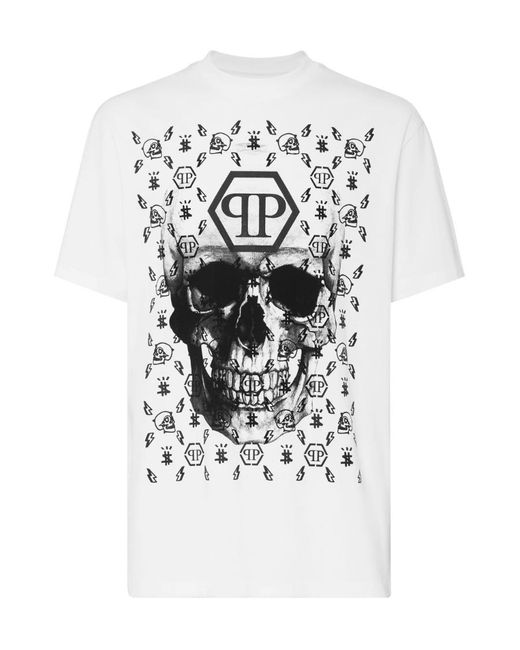 Philipp Plein White Skull Printed Short-Sleeved T-Shirt for men