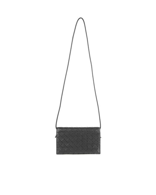 Bottega Veneta White Intreciato Clamshell Shoulder Bag